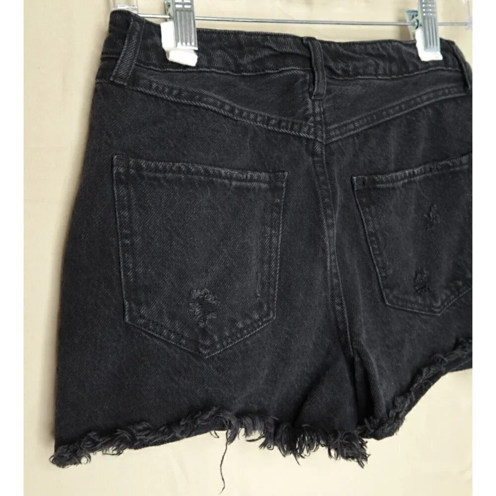 House Of Harlow 1960 Womens Denim Shorts Size 26 Black Cut Off Jean Button Fly